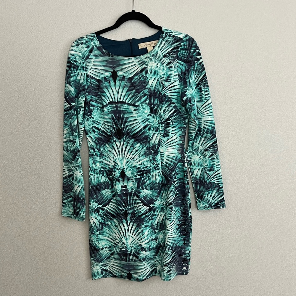 Long sleeve bodycon watercolor dress